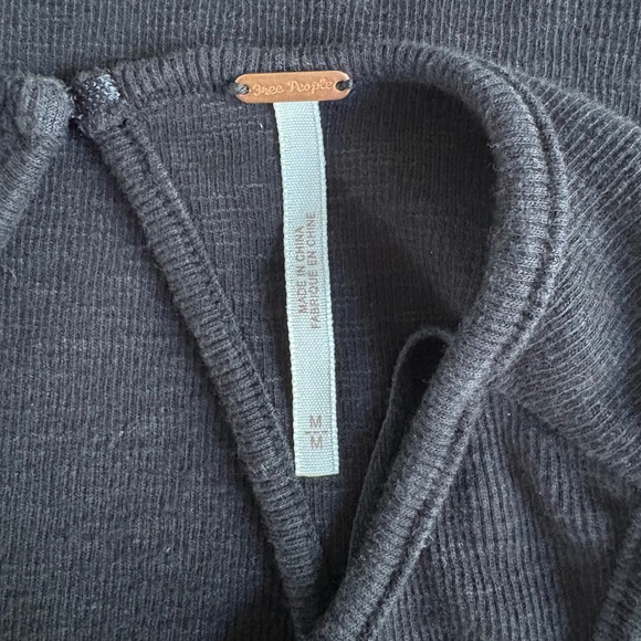 Free People Black Mesh Insert Open Back Tank Top Women's Size Medium - Picture 6 of 7